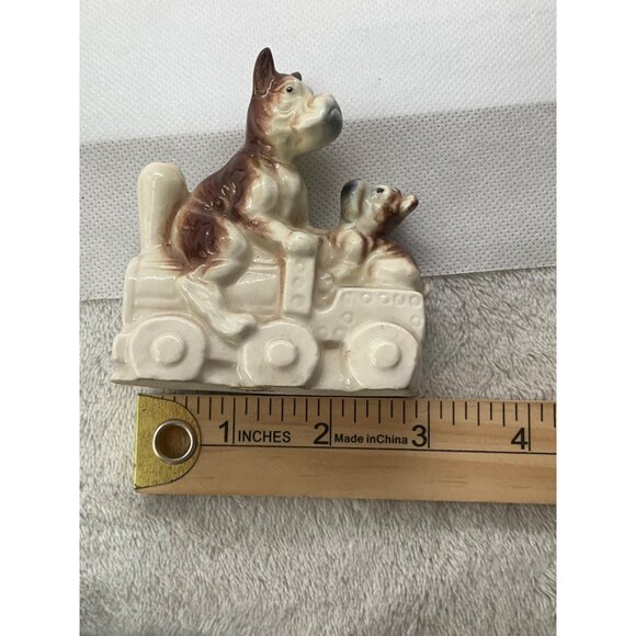 Vintage 1960's Ceramic Figure Dog Terriers Riding Train Japan Puppies Gr… - Picture 6 of 8